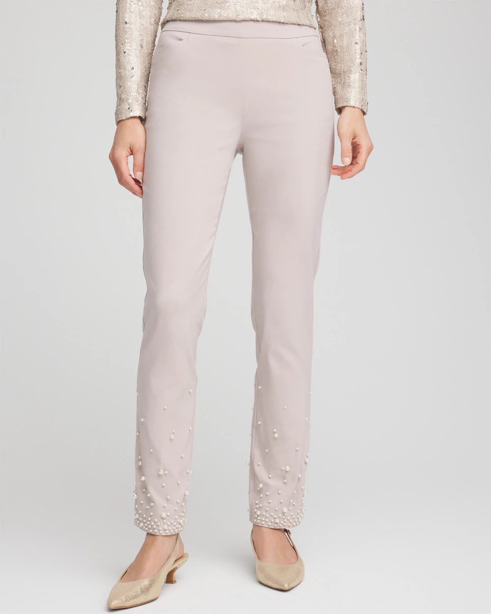 Pearl trim pants <br> -Ivory-
